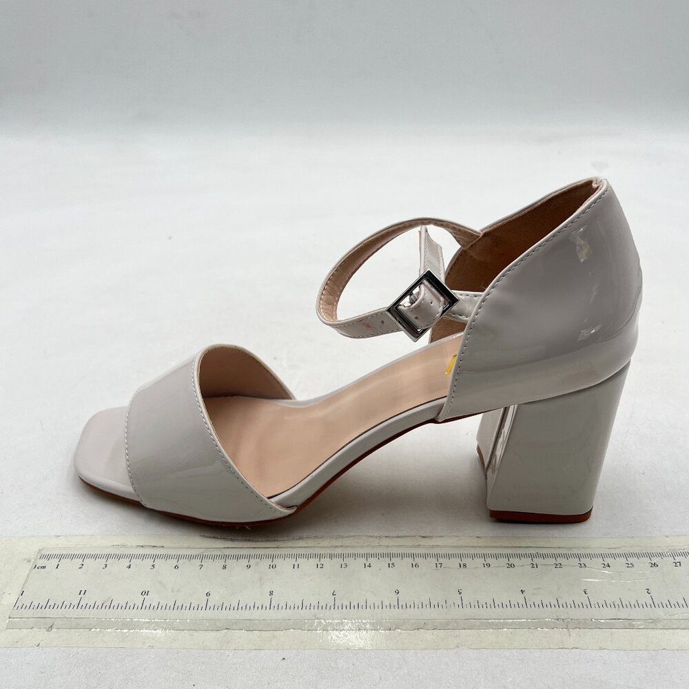 YDN Grey Sexy Open Toe Chunky Heel Sandals Ankle Strap Dress Shoes